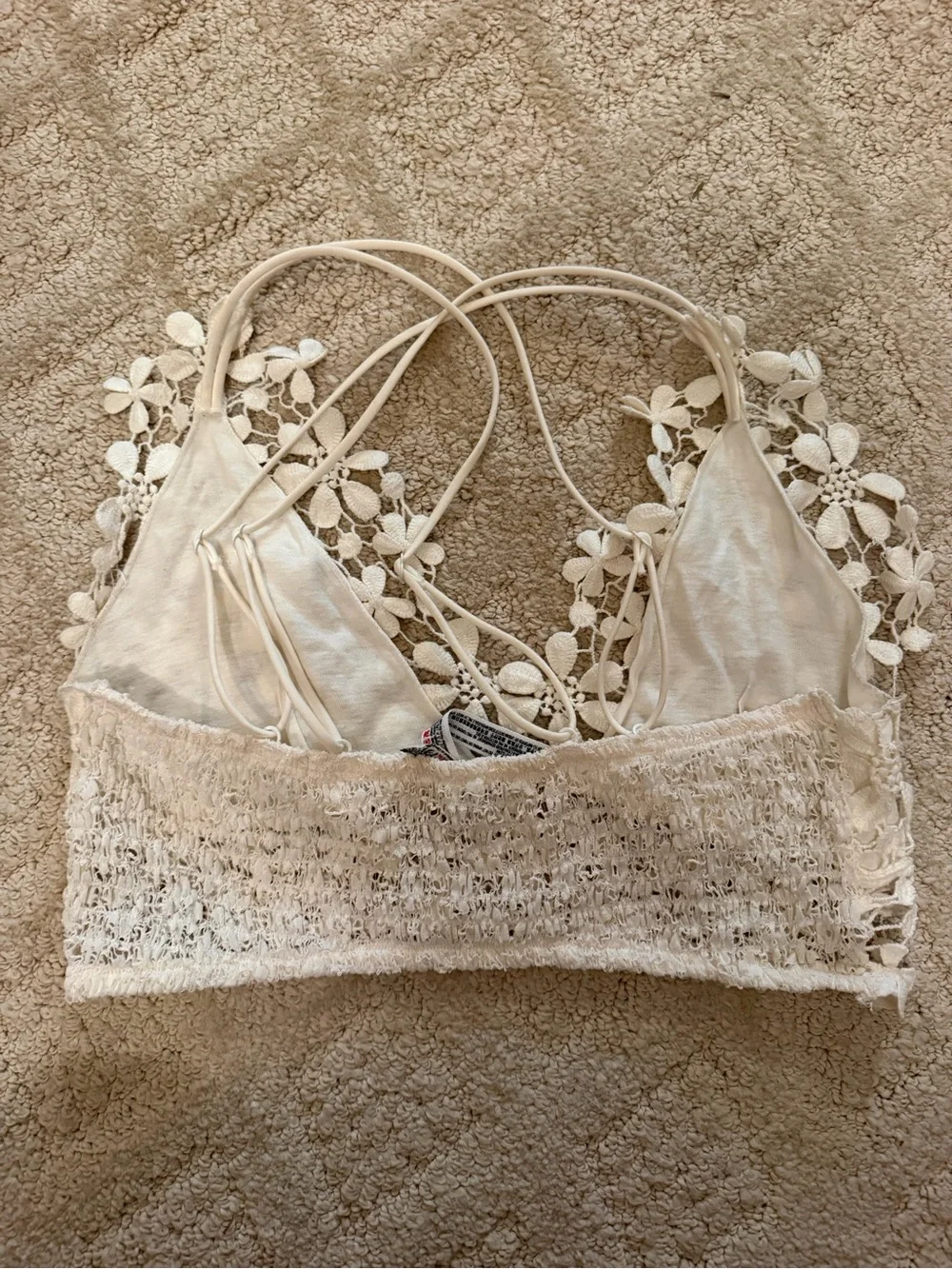 Free People Cream Crochet Lace Bralette